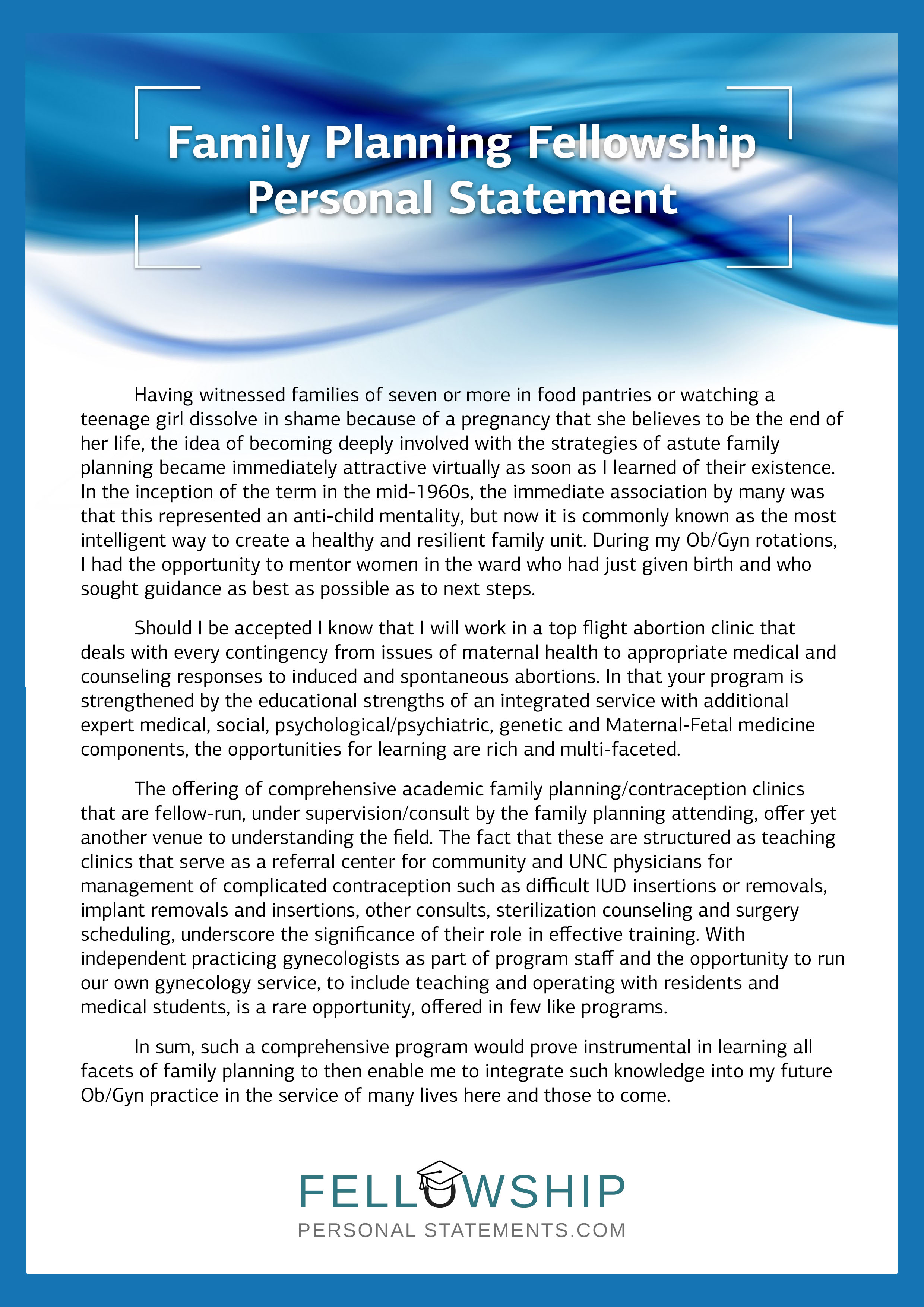personal statement for fellowships