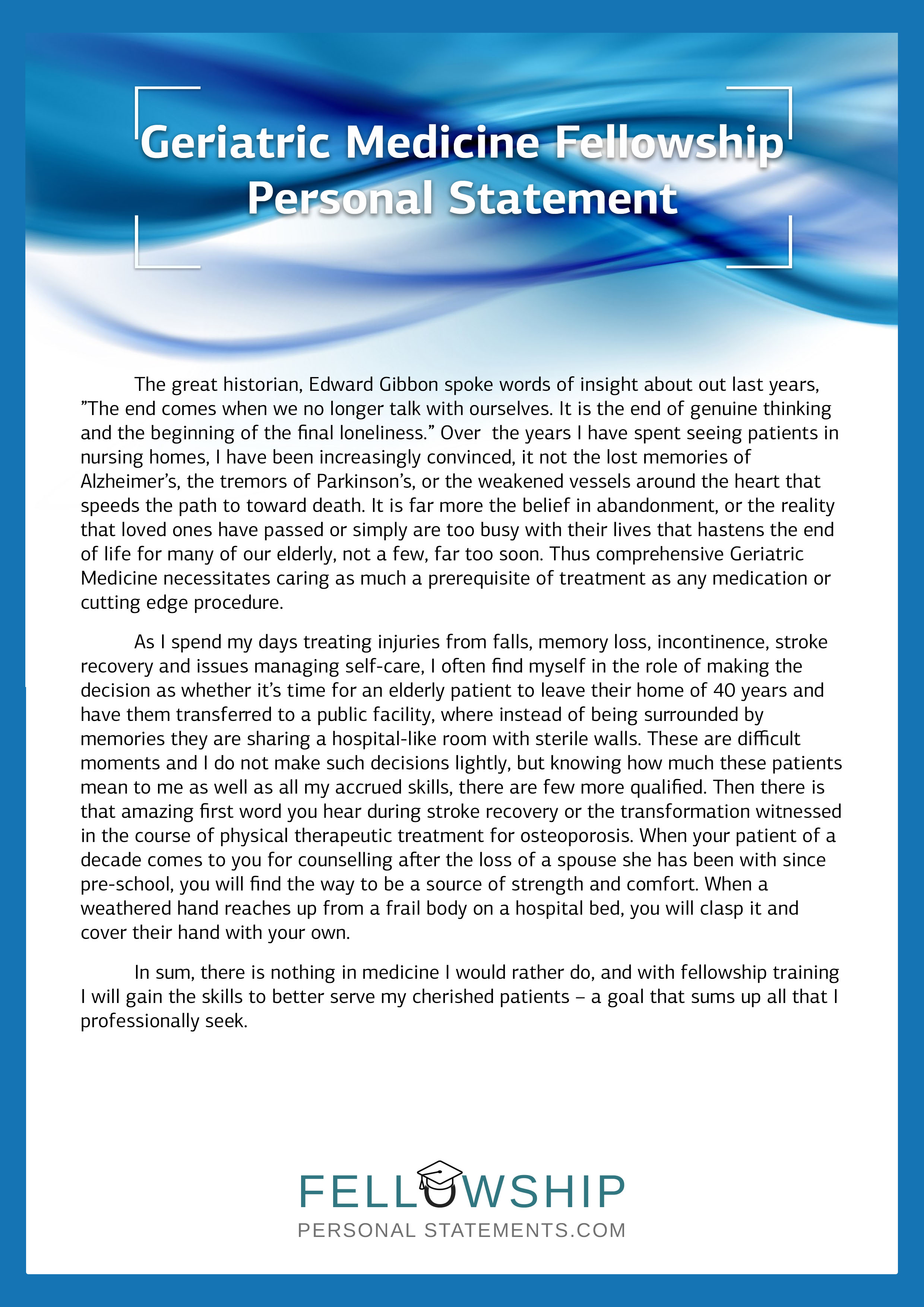 medical fellowship personal statement example